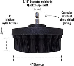 Kornely Premium Drill Brush Professional – Ultra-Stiff Black 5-Piece Set | Scratch-Free Heavy-Duty Cleaning Brushes for Concrete, Brick, Stone, Metal, Garage, BBQ Grills, Rust and Construction Tools