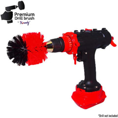 Kornely Premium Drill Brush Professional – Stiff 8.5 cm Red | Scratch-Free Outdoor Cleaning Brush for Patio Bricks, Decking, Garden Tools, Lawn Mowers, Bicycles, Car Wheels, Pool Tiles and Boat Hulls