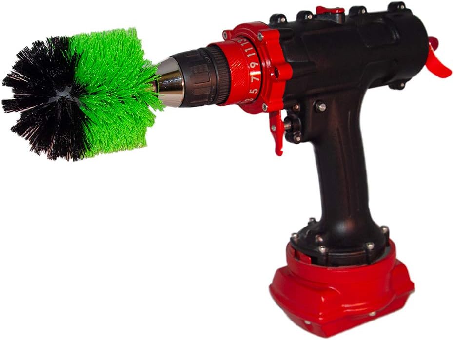 Kornely Premium Drill Brush Professional – Medium-Stiff 8.5 cm Green | Scratch-Free Kitchen Cleaning Brush for Ovens, Hobs, Worktops, Floor Tiles, Linoleum, Cupboard Doors and Greasy Cookware