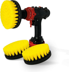 Kornely Premium Drill Brush Professional – Medium-Soft 13 cm Yellow Set of 3 | Scratch-Free Cleaning Brush for Tile, Grout, Bathtub, Shower, Fibreglass and Ceramic Surfaces