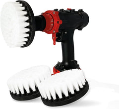 Kornely Premium Drill Brush Professional – Extra-Soft 13 cm White 3-Piece Set | Scratch-Free Cleaning Brush for Carpet, Upholstery, Leather Seats, Glass, Furniture and Car Interior