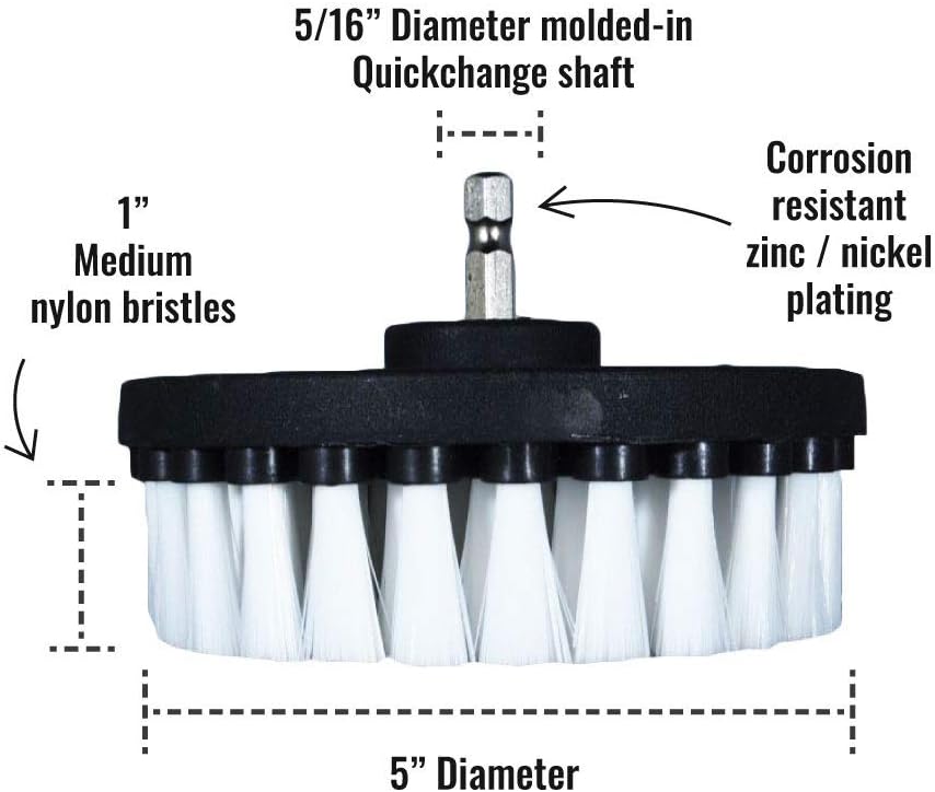 Kornely Premium Drill Brush Professional – Extra-Soft 13 cm White 3-Piece Set | Scratch-Free Cleaning Brush for Carpet, Upholstery, Leather Seats, Glass, Furniture and Car Interior