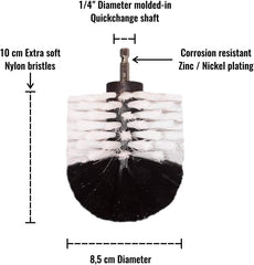 Kornely Premium Drill Brush Professional – Extra-Soft 8.5 cm White | Scratch-Free Cleaning Brush for Carpet, Upholstery, Leather Seats, Glass, Furniture and Car Interior