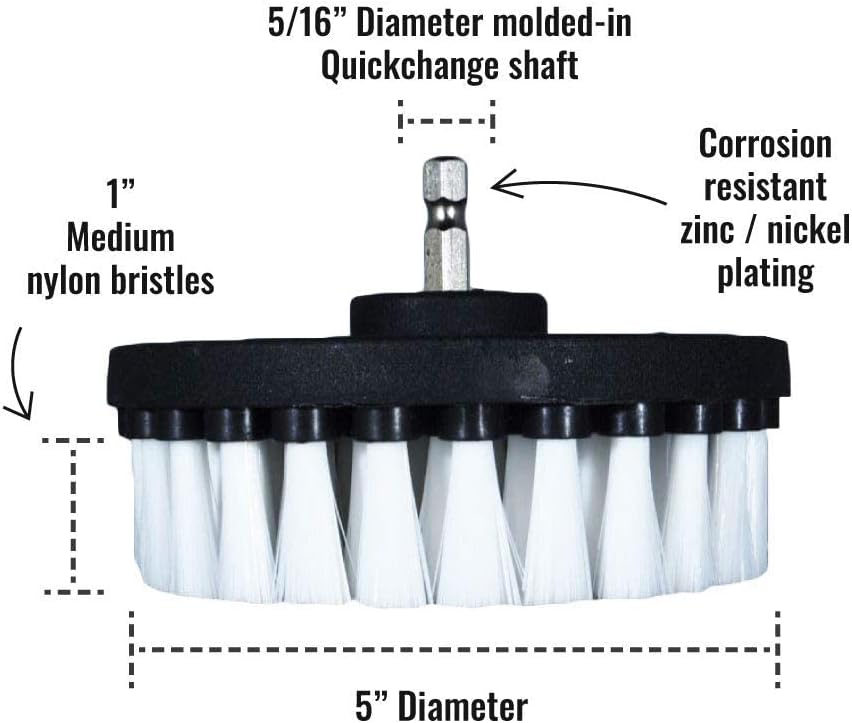 Kornely Premium Drill Brush Professional – Extra-Soft 13 cm White | Scratch-Free Cleaning Brush for Carpet, Upholstery, Leather Seats, Glass, Furniture and Car Interior