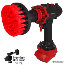 Kornely Premium Drill Brush Professional – Stiff 10 cm Red | Scratch-Free Outdoor Cleaning Brush for Patio Bricks, Decking, Garden Tools, Lawn Mowers, Bicycles, Car Wheels, Pool Tiles and Boat Hulls