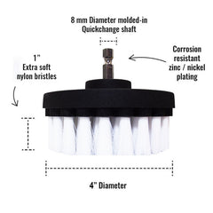 Kornely Premium Drill Brush Professional – Extra-Soft 10 cm White | Scratch-Free Cleaning Brush for Carpet, Upholstery, Leather Seats, Glass, Furniture and Car Interior