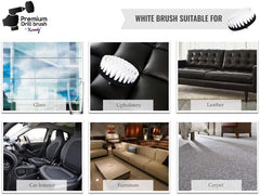 Kornely Premium Drill Brush Professional – Extra-Soft 13 cm White | Scratch-Free Cleaning Brush for Carpet, Upholstery, Leather Seats, Glass, Furniture and Car Interior