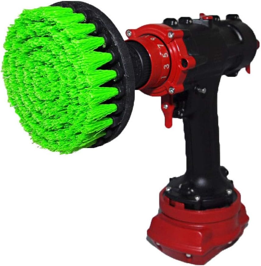 Kornely Premium Drill Brush Professional – Medium-Stiff 13 cm Green | Scratch-Free Kitchen Cleaning Brush for Ovens, Hobs, Worktops, Floor Tiles, Linoleum, Cupboard Doors and Greasy Cookware