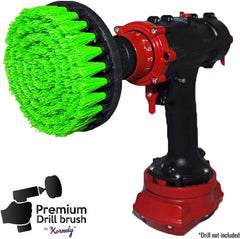 Kornely Premium Drill Brush Professional – Medium-Stiff 13 cm Green Set of 3 | Scratch-Free Kitchen Cleaning Brush for Ovens, Hobs, Worktops, Floor Tiles, Linoleum and Greasy Cookware