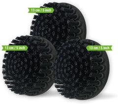 Kornely Premium Drill Brush Professional – Ultra-Stiff 13 cm Black Set of 3 | Scratch-Free Heavy-Duty Cleaning Brush for Concrete, Brick, Stone, Metal, Garage, BBQ Grills, Rust and Construction Tools