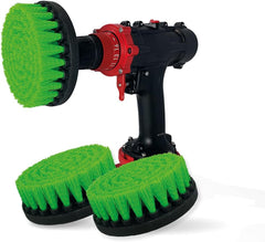 Kornely Premium Drill Brush Professional – Medium-Stiff 13 cm Green Set of 3 | Scratch-Free Kitchen Cleaning Brush for Ovens, Hobs, Worktops, Floor Tiles, Linoleum and Greasy Cookware