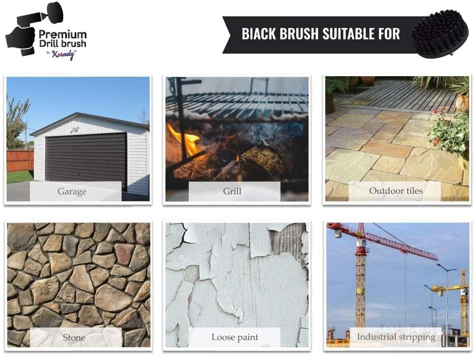 Kornely Premium Drill Brush Professional – Stiff 10 cm Red | Scratch-Free Outdoor Cleaning Brush for Patio Bricks, Decking, Garden Tools, Lawn Mowers, Bicycles, Car Wheels, Pool Tiles and Boat Hulls