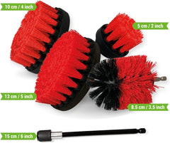 Kornely Premium Drill Brush Professional – Ultra-Stiff 5-Piece Kit (13/10 / 8.5/5 cm Brushes + 15 cm Extension) | Heavy-Duty Cleaning Brush for Concrete, Masonry, Grills, Wheels, Pool and Rust
