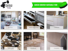 Kornely Premium Drill Brush Professional – Medium-Stiff 13 cm Green Set of 3 | Scratch-Free Kitchen Cleaning Brush for Ovens, Hobs, Worktops, Floor Tiles, Linoleum and Greasy Cookware