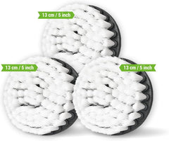 Kornely Premium Drill Brush Professional – Extra-Soft 13 cm White 3-Piece Set | Scratch-Free Cleaning Brush for Carpet, Upholstery, Leather Seats, Glass, Furniture and Car Interior