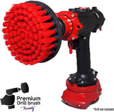Kornely Premium Drill Brush Professional – Stiff 13 cm Red | Scratch-Free Outdoor Cleaning Brush for Patio Bricks, Decking, Garden Tools, Lawn Mowers, Bicycles, Car Wheels, Pool Tiles and Boat Hulls
