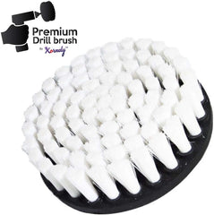 Kornely Premium Drill Brush Professional – Extra-Soft 13 cm White 3-Piece Set | Scratch-Free Cleaning Brush for Carpet, Upholstery, Leather Seats, Glass, Furniture and Car Interior