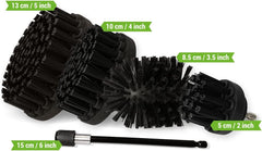 Kornely Premium Drill Brush Professional – Ultra-Stiff Black 5-Piece Set | Scratch-Free Heavy-Duty Cleaning Brushes for Concrete, Brick, Stone, Metal, Garage, BBQ Grills, Rust and Construction Tools