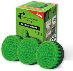 Kornely Premium Drill Brush Professional – Medium-Stiff 13 cm Green Set of 3 | Scratch-Free Kitchen Cleaning Brush for Ovens, Hobs, Worktops, Floor Tiles, Linoleum and Greasy Cookware