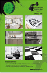 Kornely Premium Drill Brush Professional – Medium-Stiff 5-Piece Kit (13/10 / 8.5/5 cm Brushes + 15 cm Extension) | Scratch-Free Kitchen Cleaning Brush for Ovens, Hobs, Floor Tiles and Linoleum