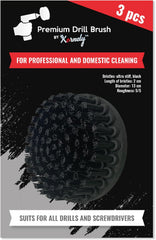 Kornely Premium Drill Brush Professional – Ultra-Stiff 13 cm Black Set of 3 | Scratch-Free Heavy-Duty Cleaning Brush for Concrete, Brick, Stone, Metal, Garage, BBQ Grills, Rust and Construction Tools