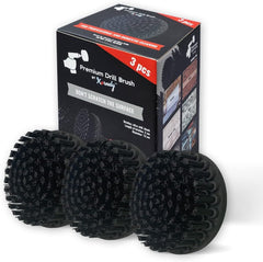 Kornely Premium Drill Brush Professional – Ultra-Stiff 13 cm Black Set of 3 | Scratch-Free Heavy-Duty Cleaning Brush for Concrete, Brick, Stone, Metal, Garage, BBQ Grills, Rust and Construction Tools