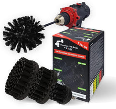 Kornely Premium Drill Brush Professional – Ultra-Stiff Black 5-Piece Set | Scratch-Free Heavy-Duty Cleaning Brushes for Concrete, Brick, Stone, Metal, Garage, BBQ Grills, Rust and Construction Tools
