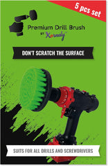 Kornely Premium Drill Brush Professional – Medium-Stiff 5-Piece Kit (13/10 / 8.5/5 cm Brushes + 15 cm Extension) | Scratch-Free Kitchen Cleaning Brush for Ovens, Hobs, Floor Tiles and Linoleum
