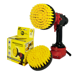 Kornely Premium Drill Brush Professional – Medium-Soft 13 cm Yellow | Scratch-Free Cleaning Brush for Tile, Grout, Bathtub, Shower, Fibreglass and Ceramic Surfaces