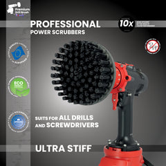 Kornely Premium Drill Brush Professional – Ultra-Stiff 13 cm Black | Scratch-Free Heavy Duty Cleaning Brush for Concrete, Brick, Stone, Metal, Masonry, Garage, BBQ Grills, Rust and Construction Tools