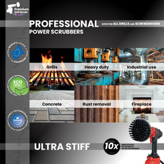 Kornely Premium Drill Brush Professional – Ultra-Stiff 10 cm Black | Scratch-Free Heavy-Duty Cleaning Brush for Concrete, Brick, Stone, Metal, Masonry, Garage, BBQ Grills, Rust and Construction Tools