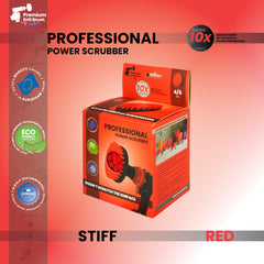 Kornely Premium Drill Brush Professional – Stiff 13 cm Red | Scratch-Free Outdoor Cleaning Brush for Patio Bricks, Decking, Garden Tools, Lawn Mowers, Bicycles, Car Wheels, Pool Tiles and Boat Hulls