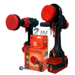 Kornely Premium Drill Brush Professional– 2in1 for Drill & Angle Grinder Stiff 10cm Red | Scratch-Free Outdoor Cleaning Brush for Patio Bricks, Lawn Mowers, Car Wheels, Pool Tiles and Boat Hulls