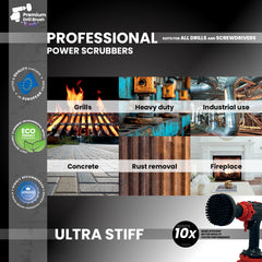 Kornely Premium Drill Brush Professional– 2in1 for Drill & Angle Grinder Ultra-Stiff 10cm Black | Scratch-Free Heavy-Duty Cleaning Brush for Concrete, Brick, Stone, Metal, Masonry, Grills, Rust