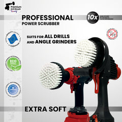 Kornely Premium Drill Brush Professional– 2in1for Drill and Angle Grinder Extra-Soft 10cm White | Scratch-Free Cleaning Brush for Carpet, Upholstery, Leather Seats, Glass, Furniture and Car Interior