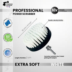 Kornely Premium Drill Brush Professional– 2in1for Drill and Angle Grinder Extra-Soft 10cm White | Scratch-Free Cleaning Brush for Carpet, Upholstery, Leather Seats, Glass, Furniture and Car Interior