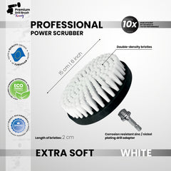Kornely Premium Drill Brush Professional– 2in1for Drill and Angle Grinder Extra-Soft 15cm White | Scratch-Free Cleaning Brush for Carpet, Upholstery, Leather Seats, Glass, Furniture and Car Interior (Copy)