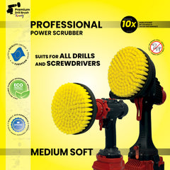 Kornely Premium Drill Brush Professional– 2in1 for Drill & Angle Grinder Medium-Soft 15 cm Yellow | Scratch-Free Cleaning Brush for Tile, Grout, Bathtub, Shower, Fibreglass and Ceramic Surfaces (Copy)