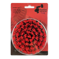 Kornely Premium Drill Brush Professional – Stiff 10 cm Red | Scratch-Free Outdoor Cleaning Brush for Patio Bricks, Decking, Garden Tools, Lawn Mowers, Bicycles, Car Wheels, Pool Tiles and Boat Hulls