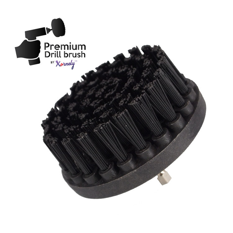 Kornely Premium Drill Brush Professional – Ultra-Stiff 10 cm Black | Scratch-Free Heavy-Duty Cleaning Brush for Concrete, Brick, Stone, Metal, Masonry, Garage, BBQ Grills, Rust and Construction Tools