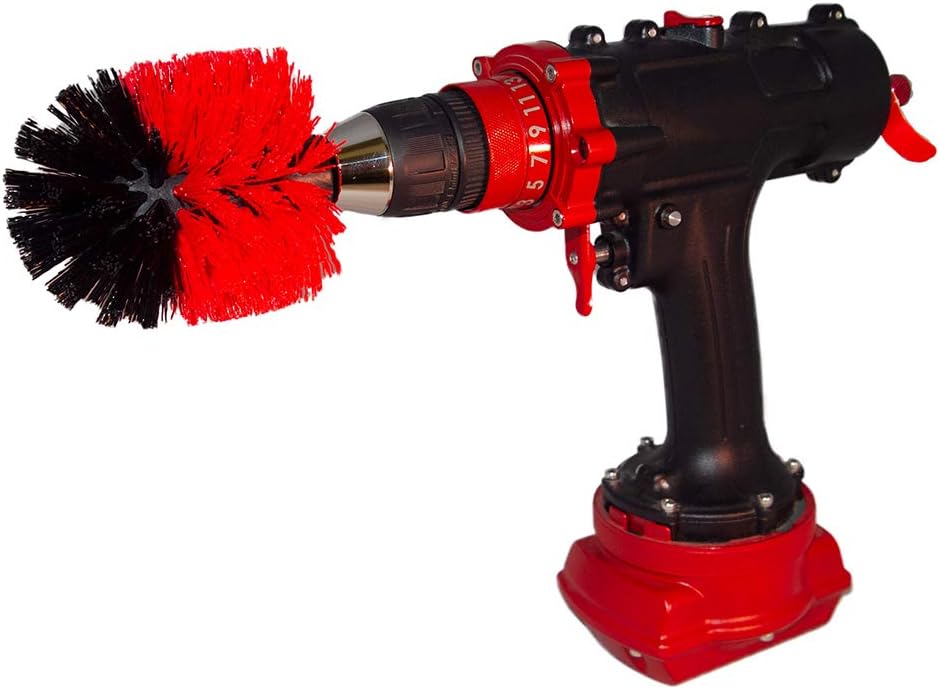 Kornely Premium Drill Brush Professional – Stiff 8.5 cm Red | Scratch-Free Outdoor Cleaning Brush for Patio Bricks, Decking, Garden Tools, Lawn Mowers, Bicycles, Car Wheels, Pool Tiles and Boat Hulls