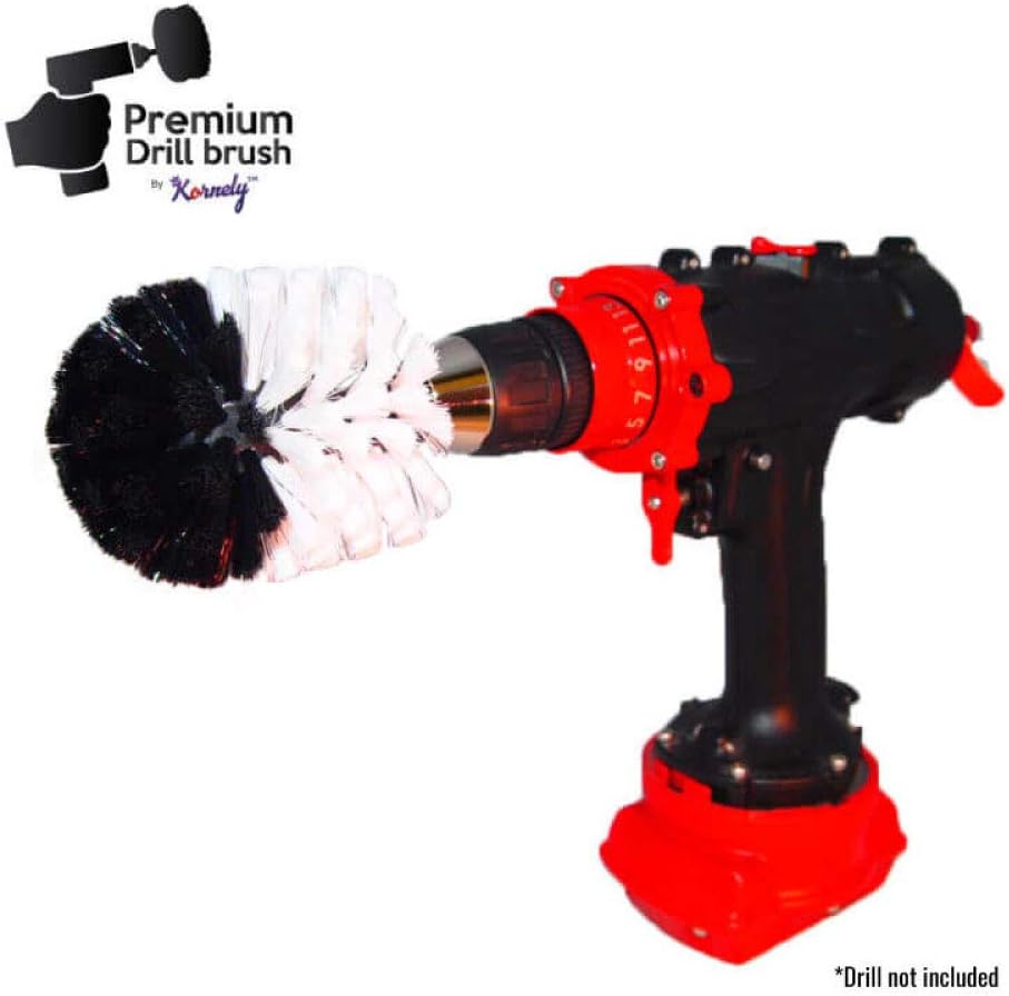 Kornely Premium Drill Brush Professional – Extra-Soft 8.5 cm White | Scratch-Free Cleaning Brush for Carpet, Upholstery, Leather Seats, Glass, Furniture and Car Interior