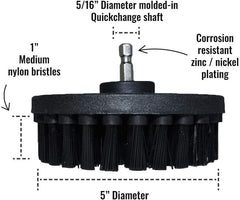 Kornely Premium Drill Brush Professional – Ultra-Stiff 13 cm Black | Scratch-Free Heavy Duty Cleaning Brush for Concrete, Brick, Stone, Metal, Masonry, Garage, BBQ Grills, Rust and Construction Tools