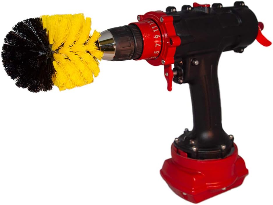 Kornely Premium Drill Brush Professional – Medium-Soft 8.5 cm Yellow | Scratch-Free Cleaning Brush for Tile, Grout, Bathtub, Shower, Fibreglass and Ceramic Surfaces