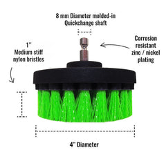 Kornely Premium Drill Brush Professional – Medium-Stiff 10 cm Green | Scratch-Free Kitchen Cleaning Brush for Ovens, Hobs, Worktops, Floor Tiles, Linoleum, Cupboard Doors and Greasy Cookware