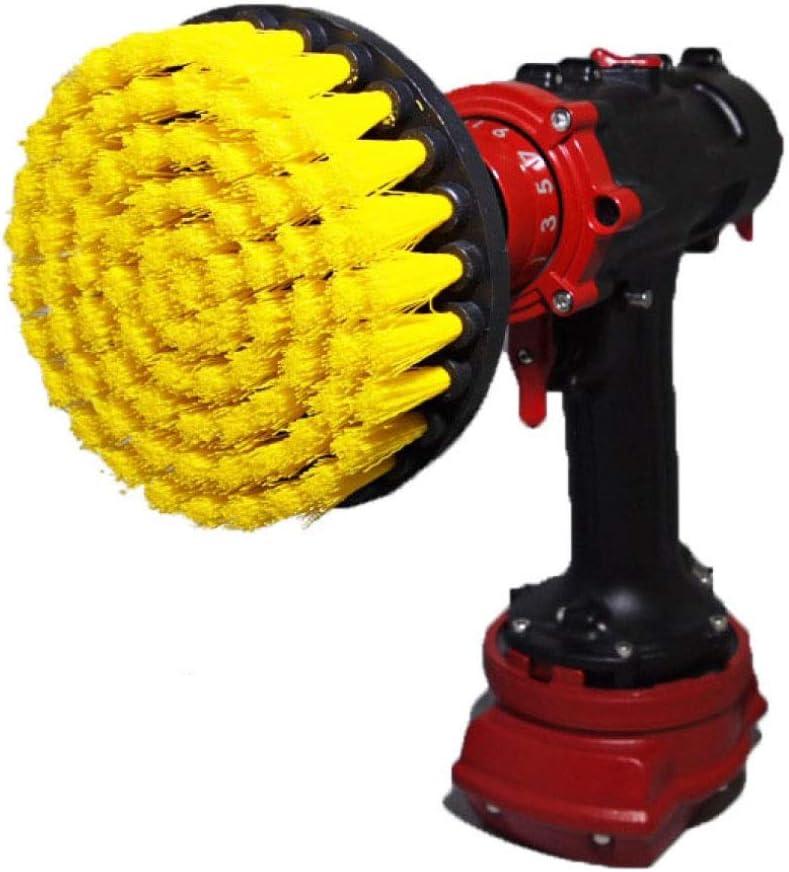 Kornely Premium Drill Brush Professional – Medium-Soft 13 cm Yellow | Scratch-Free Cleaning Brush for Tile, Grout, Bathtub, Shower, Fibreglass and Ceramic Surfaces