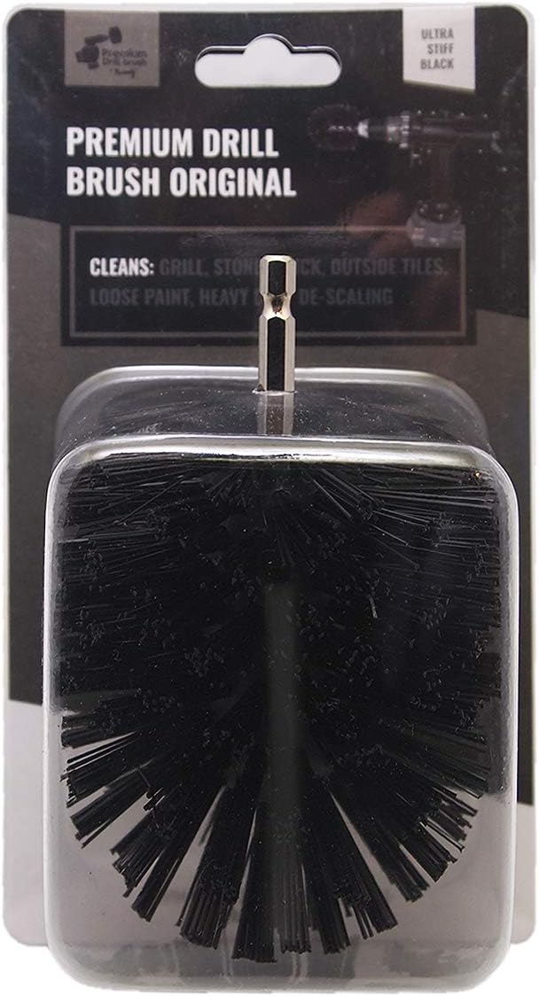 Kornely Premium Drill Brush Professional – Ultra-Stiff 8.5 cm Black | Scratch-Free Heavy-Duty Cleaning Brush for Concrete, Brick, Stone, Metal, Masonry, Garage, BBQ Grills, Rust and Construction Tools