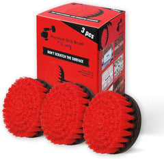 Kornely Premium Drill Brush Professional – Stiff 13 cm Red 3-Piece Set | Scratch-Free Cleaning Brush for Brick, Patio Stone, Decking, Garden Tools, Car Wheels, Pool and Boat Hulls