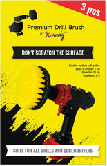 Kornely Premium Drill Brush Professional – Medium-Soft 13 cm Yellow Set of 3 | Scratch-Free Cleaning Brush for Tile, Grout, Bathtub, Shower, Fibreglass and Ceramic Surfaces