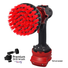 Kornely Premium Drill Brush Professional – Stiff 10 cm Red | Scratch-Free Outdoor Cleaning Brush for Patio Bricks, Decking, Garden Tools, Lawn Mowers, Bicycles, Car Wheels, Pool Tiles and Boat Hulls